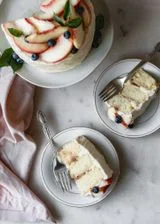 Vanilla Cake With Peach Filling & Caramelized White Chocolate Buttercream
