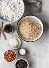 Brown Butter Rice Krispie Treats With Dark Chocolate & Pretzels
