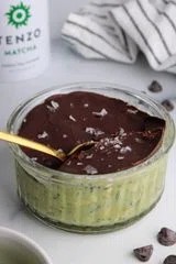 Matcha Overnight Oats with Chocolate Shell