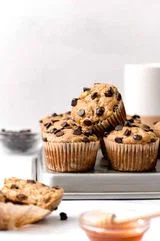 Banana Tahini Chocolate Chip Muffins