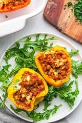 Harissa Chickpea Stuffed Peppers