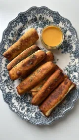 Cheesy Beef Taquitos with Cheddar Sauce