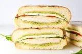 Pesto Chicken Overnight Pressed Sandwiches