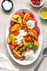 Tomato Peach Burrata Salad