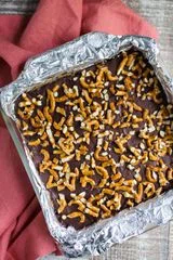 Almond Butter & Dark Chocolate Pretzel Bars