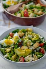 California Cobb Salad with Bacon Croutons and Basil Vinaigrette
