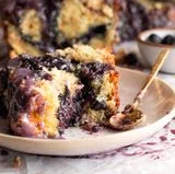 Brown Butter Blueberry Fritter Loaf with Vanilla Bean Glaze