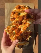 Crispy Cheesey Buffalo Chicken Garlic Bread