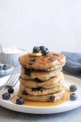 Blueberry Greek Yogurt Pancakes with Oat Flour