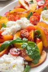 Tomato Peach Burrata Salad