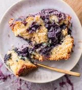 Brown Butter Blueberry Fritter Loaf with Vanilla Bean Glaze