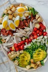 California Cobb Salad with Bacon Croutons and Basil Vinaigrette
