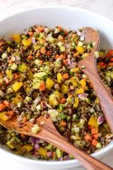 Easy Cold Lentil Salad with Cilantro Curry Vinaigrette