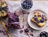 Brown Butter Blueberry Fritter Loaf with Vanilla Bean Glaze