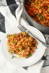 Tex Mex Ground Beef and Rice Skillet
