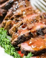 Slow Roasted Beef Tenderloin with Port Wine Sauce