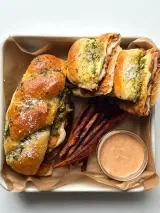 Garlic Knot Vodka Parmesan Chicken Sandwich