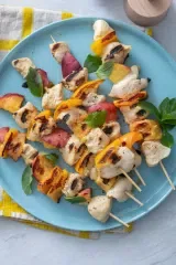 Chicken, Peach & Bell Pepper Skewers