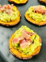 Sweet Potato Appetizer with Bacon and Avocado
