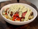 High Protein Steak Bowl with Garlic Herb Yogurt Drizzle