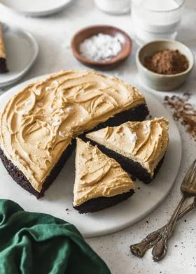Malted Chocolate Cake With Peanut Butter Frosting