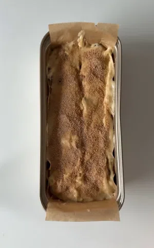 Cinnamon Roll Banana Bread with Cream Cheese Frosting