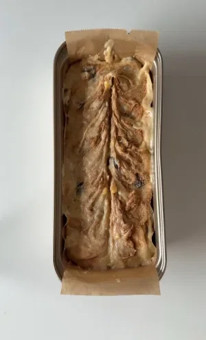 Cinnamon Roll Banana Bread with Cream Cheese Frosting
