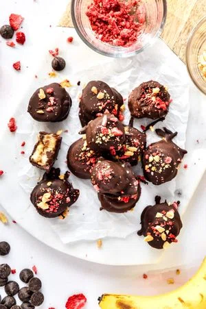 Chocolate Covered PB&J Banana Bites