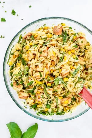 Lemony Chicken and Corn Orzo Salad