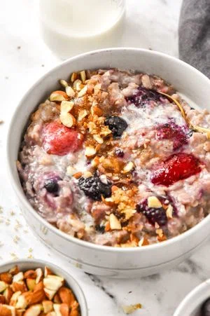 Stovetop Triple Berry Egg White Oatmeal