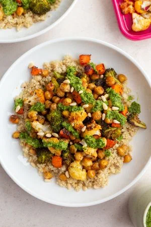 Roasted Veggie Chimichurri Bowls