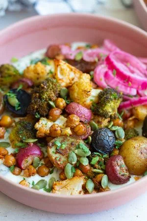 Roasted Veggie Tzatziki Bowls