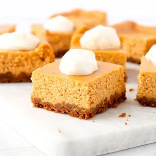 Pumpkin Cheesecake Bars with Gingersnap Crust