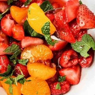Berry Breakfast Fruit Salad with Honey Lime Dressing