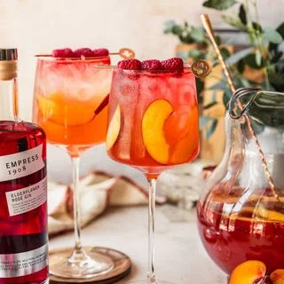 Peachy Pink Gin Spritz with Raspberries