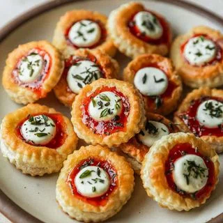 Pepper Jelly & Goat Cheese Puff Pastry Tartlets