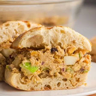 Chickpea Chicken Salad with Tahini-Mustard Dressing