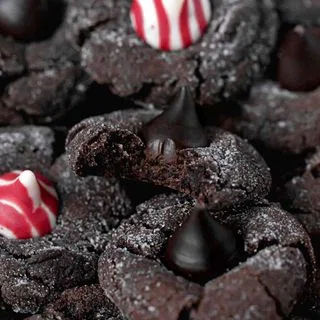 Chocolate Peppermint Kiss Cookies