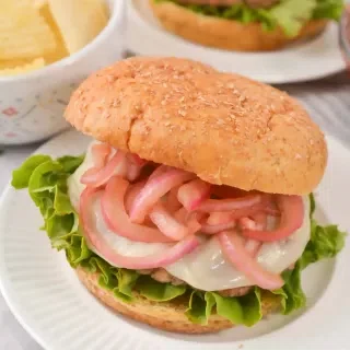 Grilled Turkey Burgers with Pickled Onions
