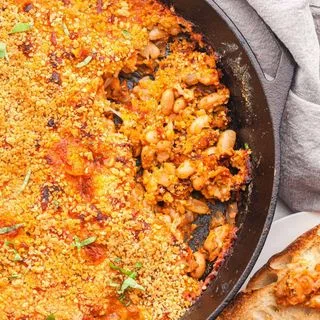 Cheesy White Bean Tomato Bake