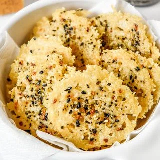 Everything Bagel Baked Parmesan Crisps