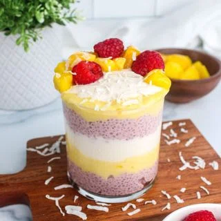 Raspberry Mango Chia Pudding Parfait
