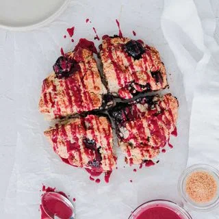 Cherry Scones with Cherry Vanilla Glaze