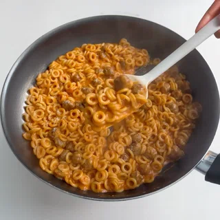 Vodka Spaghettios with Mini Meatballs