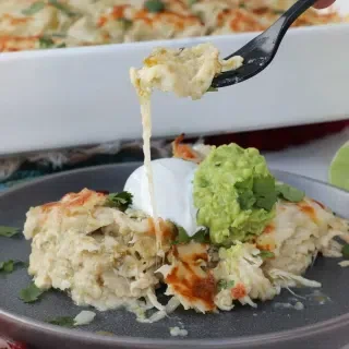 Chicken Enchilada Casserole with Creamy Salsa Verde