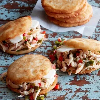 Arepas with Pulled Poblano Chicken