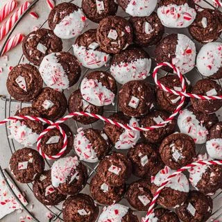 Chewy Mini Chocolate Peppermint Bark Cookies