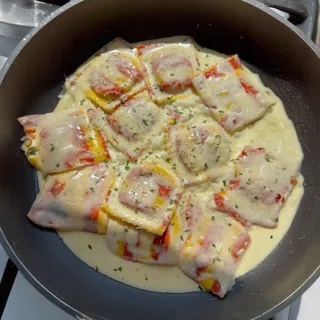 Lobster Ravioli in Alfredo Sauce