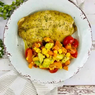 Baked Haddock with Corn Salad