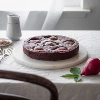 Chocolate Hazelnut Pear Cake + Maple Cream
